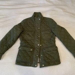 Green quilted jacket by J. Crew